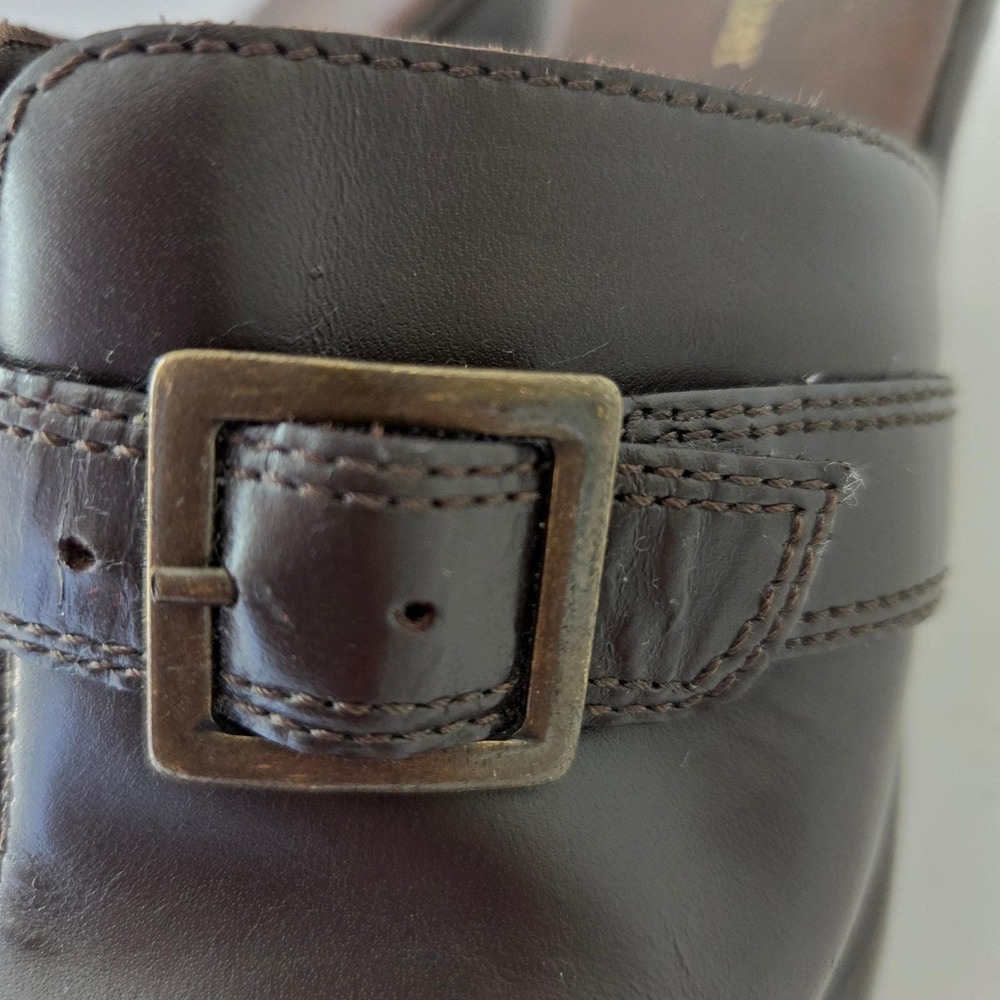 Vintage Y2K Naturalizer Minnie Brown Leather Buckle Mule Clogs Heels 9M Brazil - Picture 5 of 10